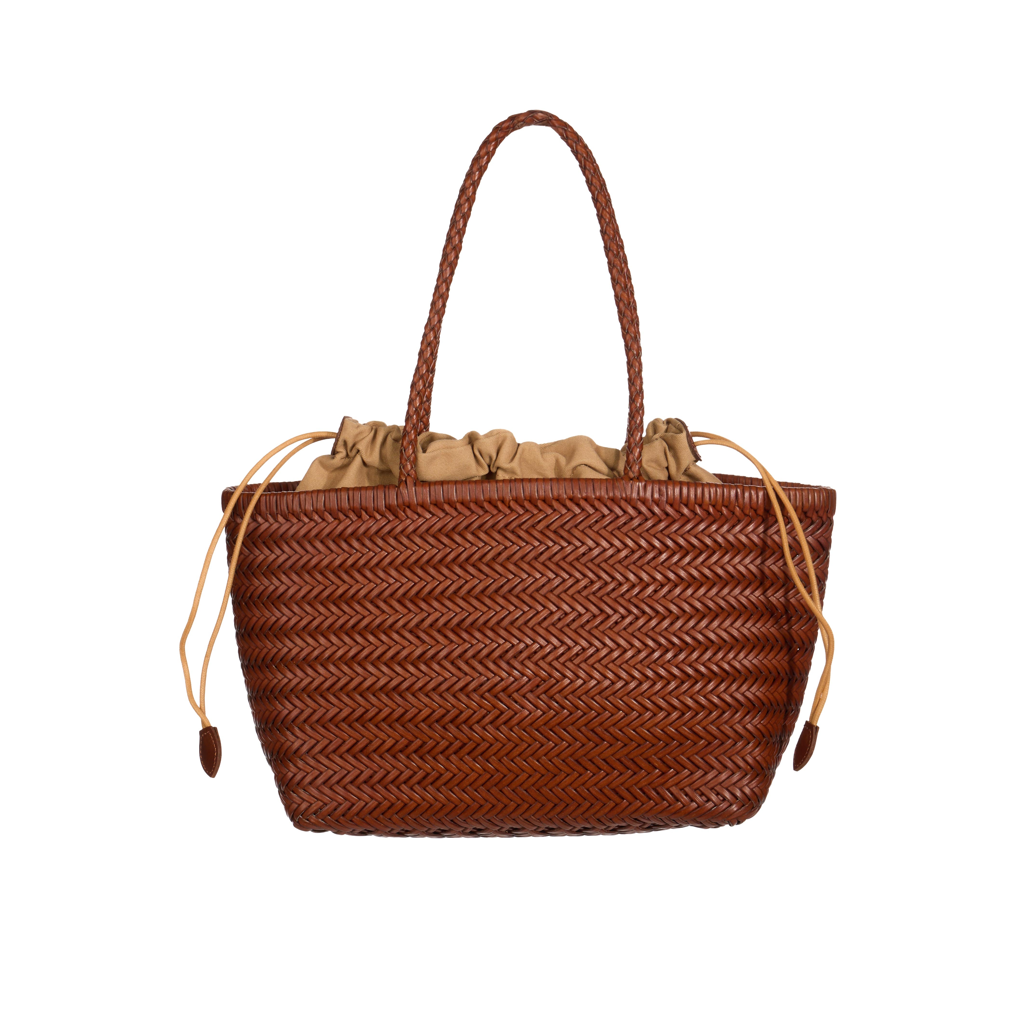 A-1713 Leather Rattan Tote Bag