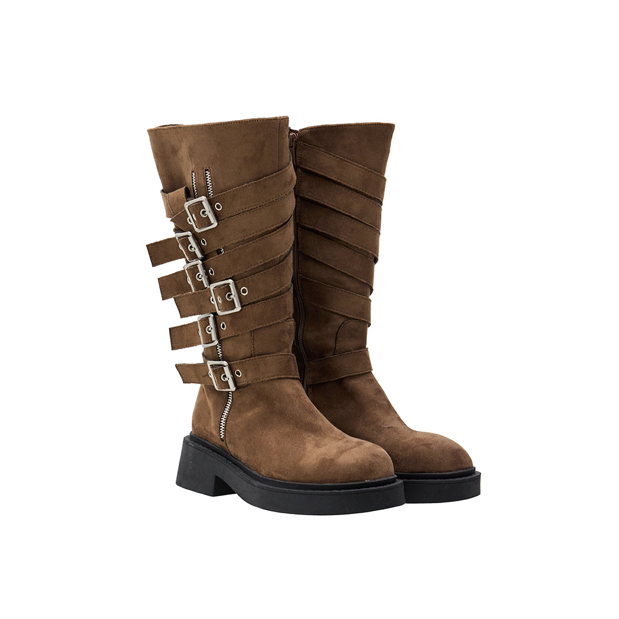 AR-3512 Suede Buckle Long Boots