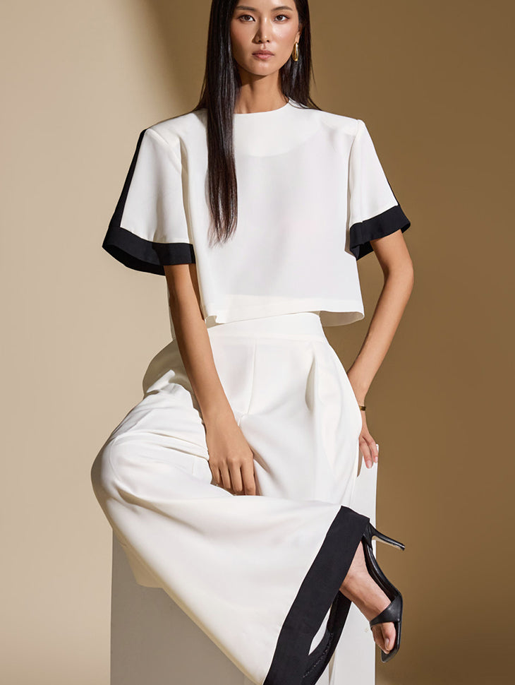 B2998 撞色边衬衫