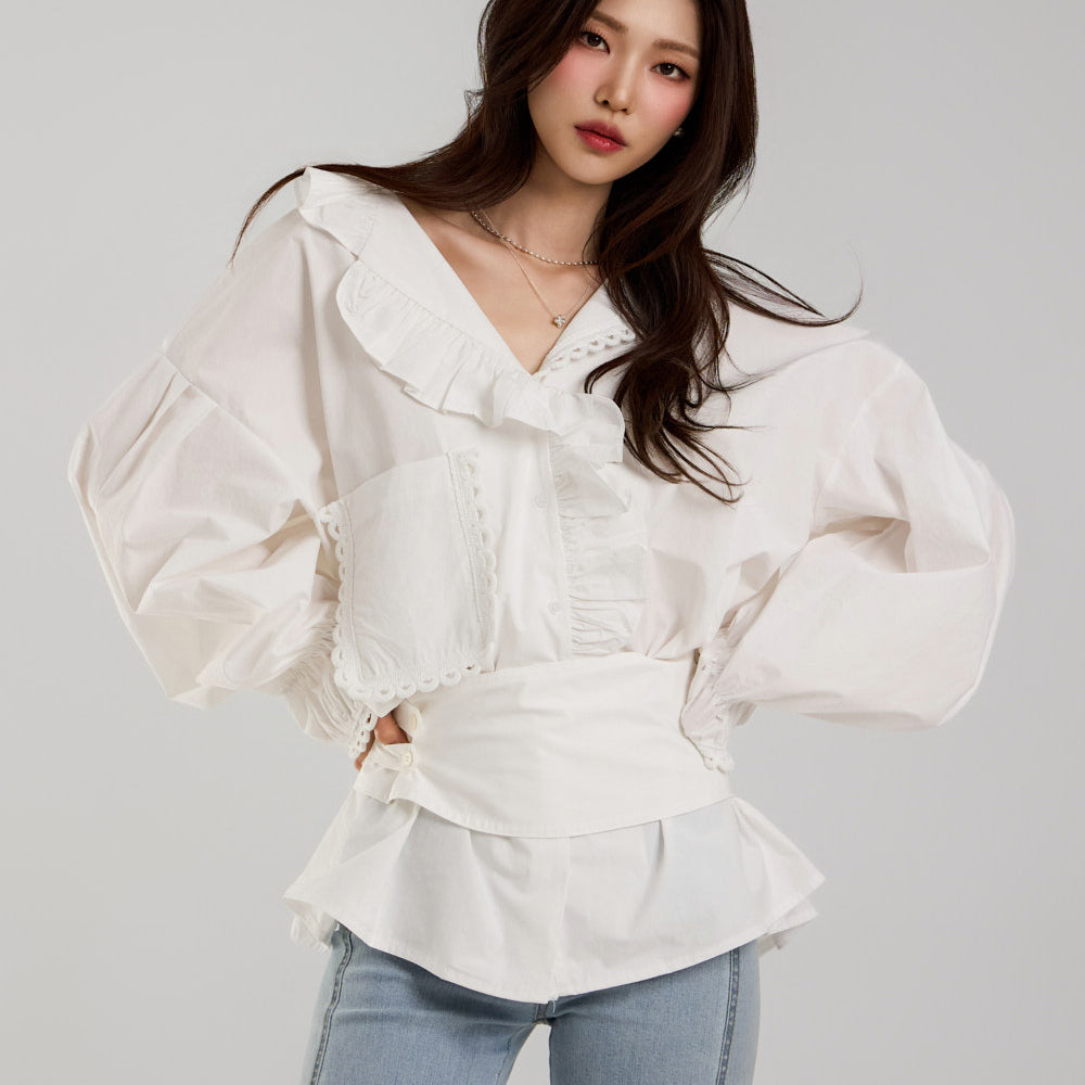 B3050 荷叶边衬衫