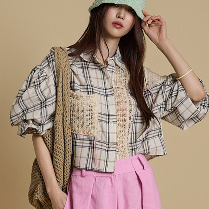 B3060 Checked Blouse