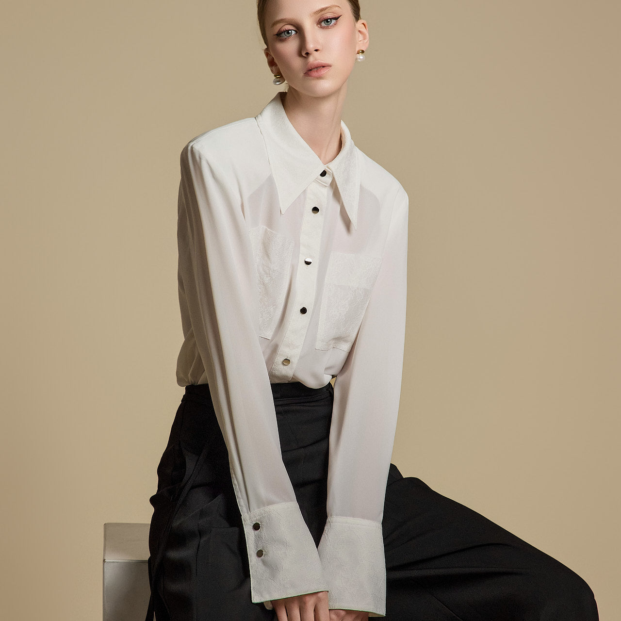 B3071 Sheer Lace Blouse