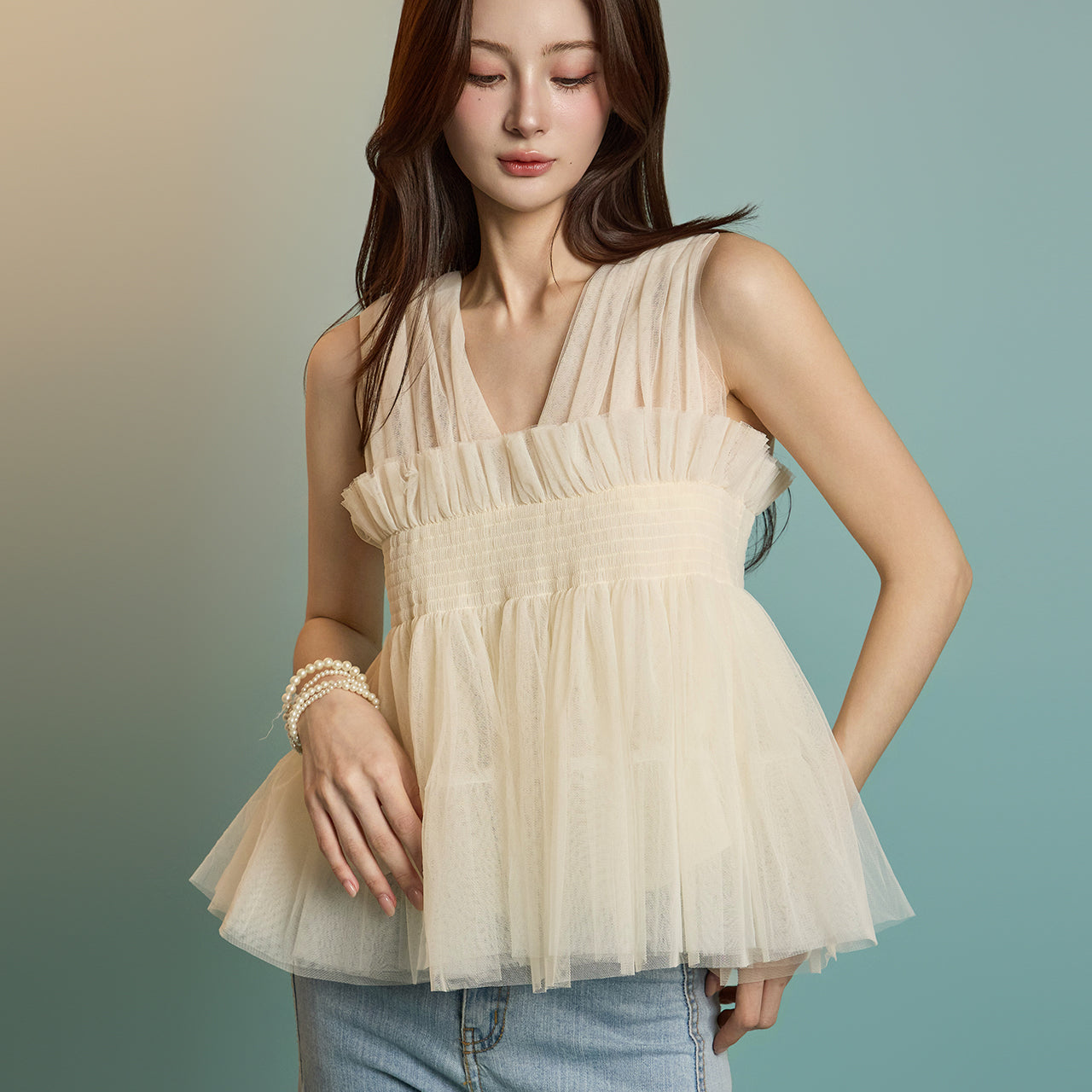 B3076 Tulle Blouse