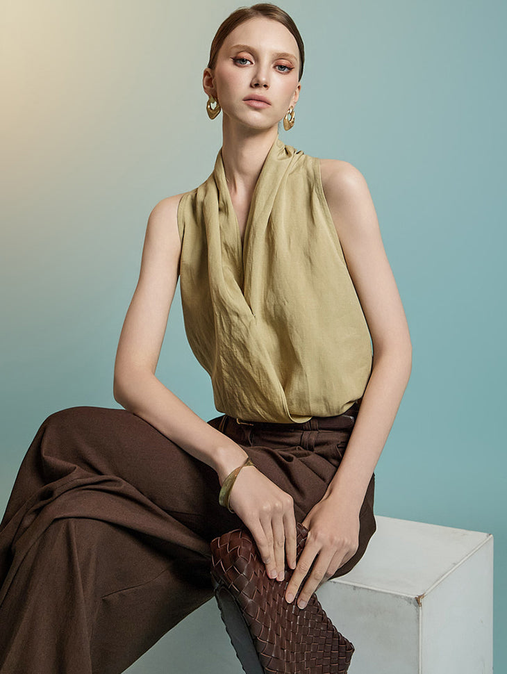 B3109 Linen Halterneck Blouse