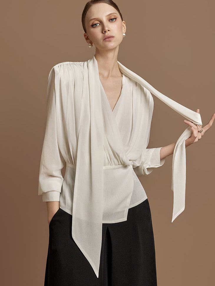 B3139 Strap Shirring Blouse