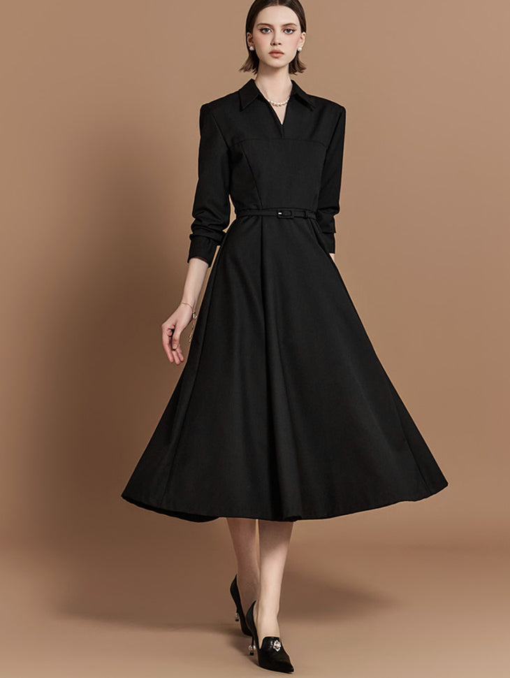 D4892 ベルト付きドレス