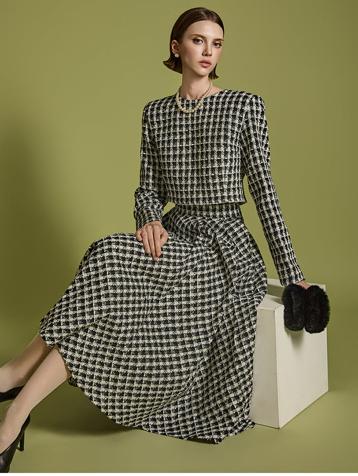 D5105 猎犬格纹两件套