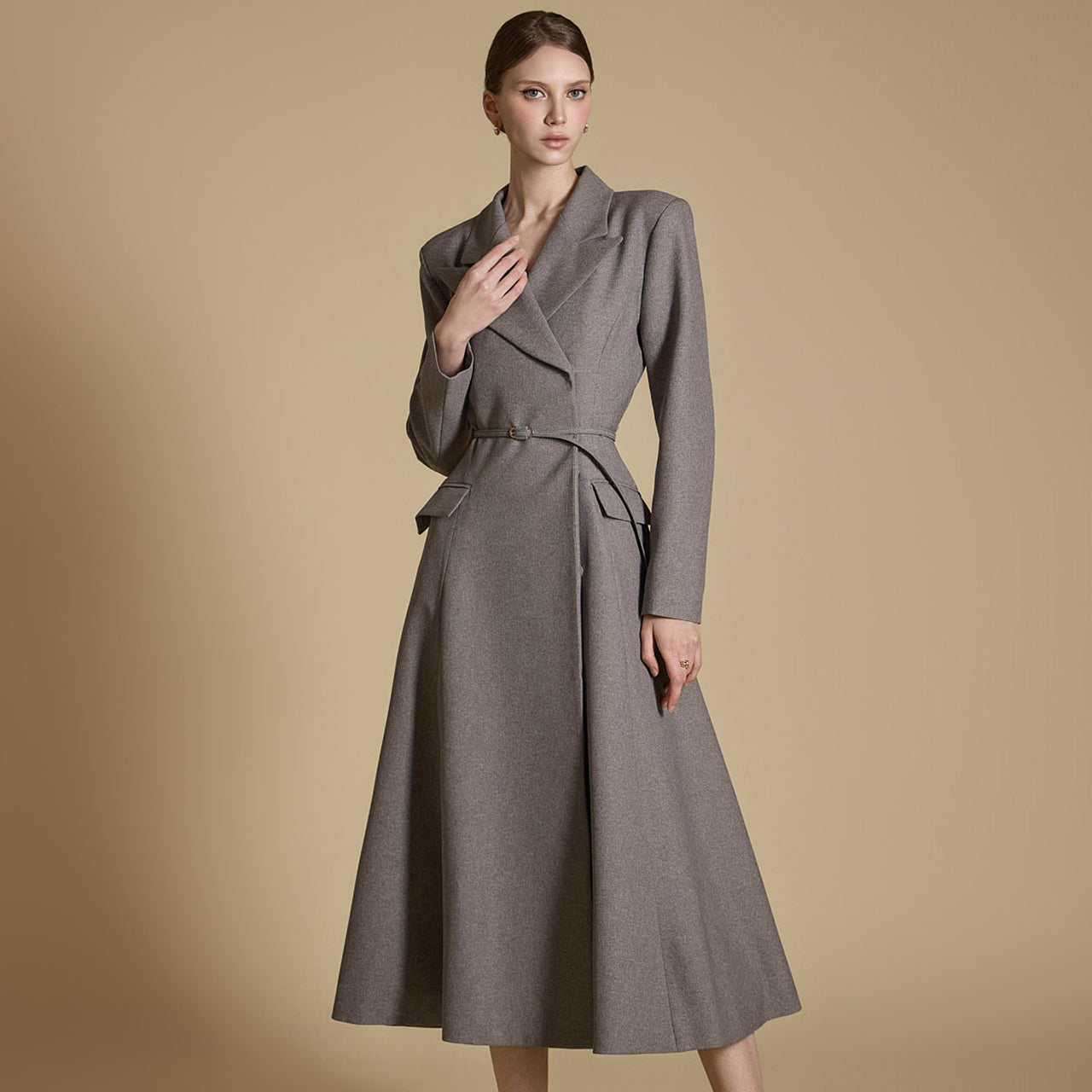 D5173 带腰带喇叭裙