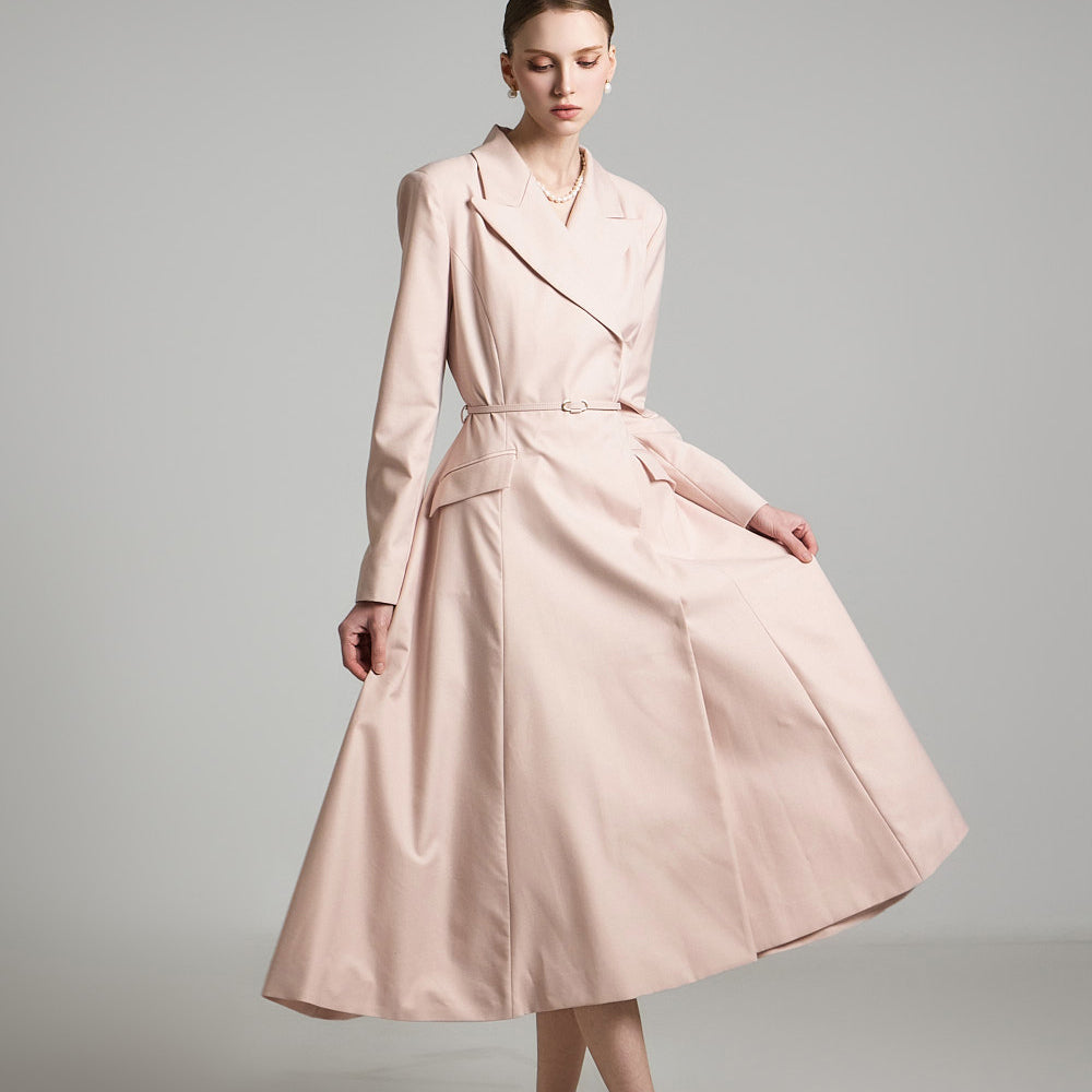 D5173 ベルト付きフレアドレス