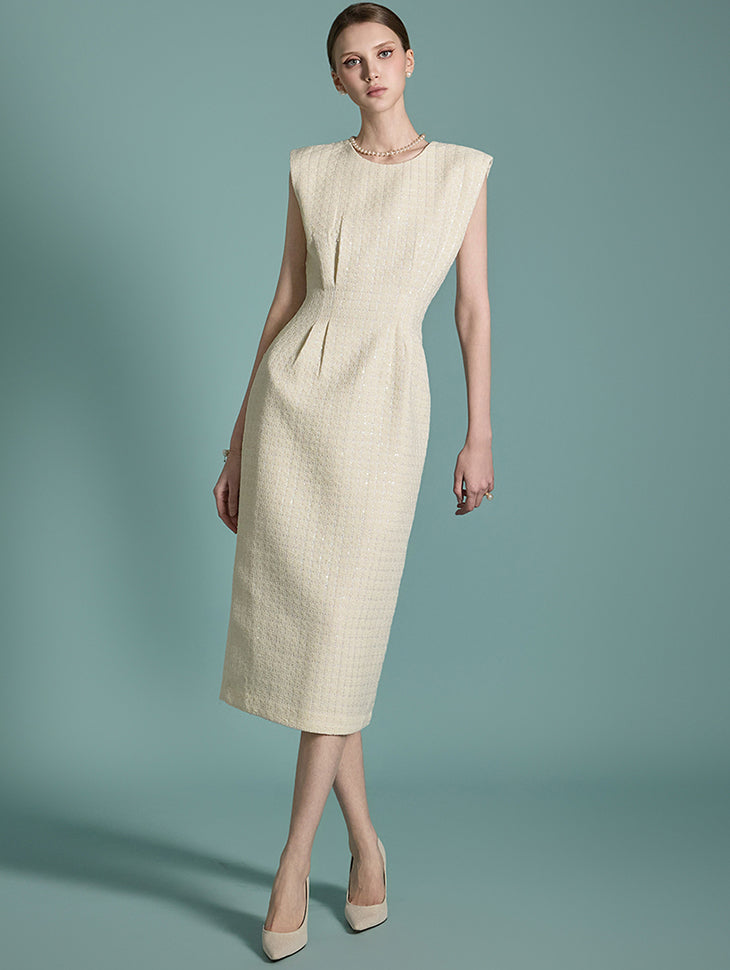 D5175 ツイードノースリーブドレス