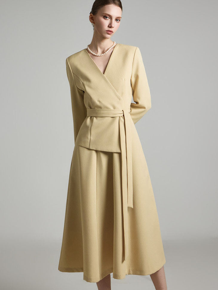 D5193 V-neck Dress with Belt