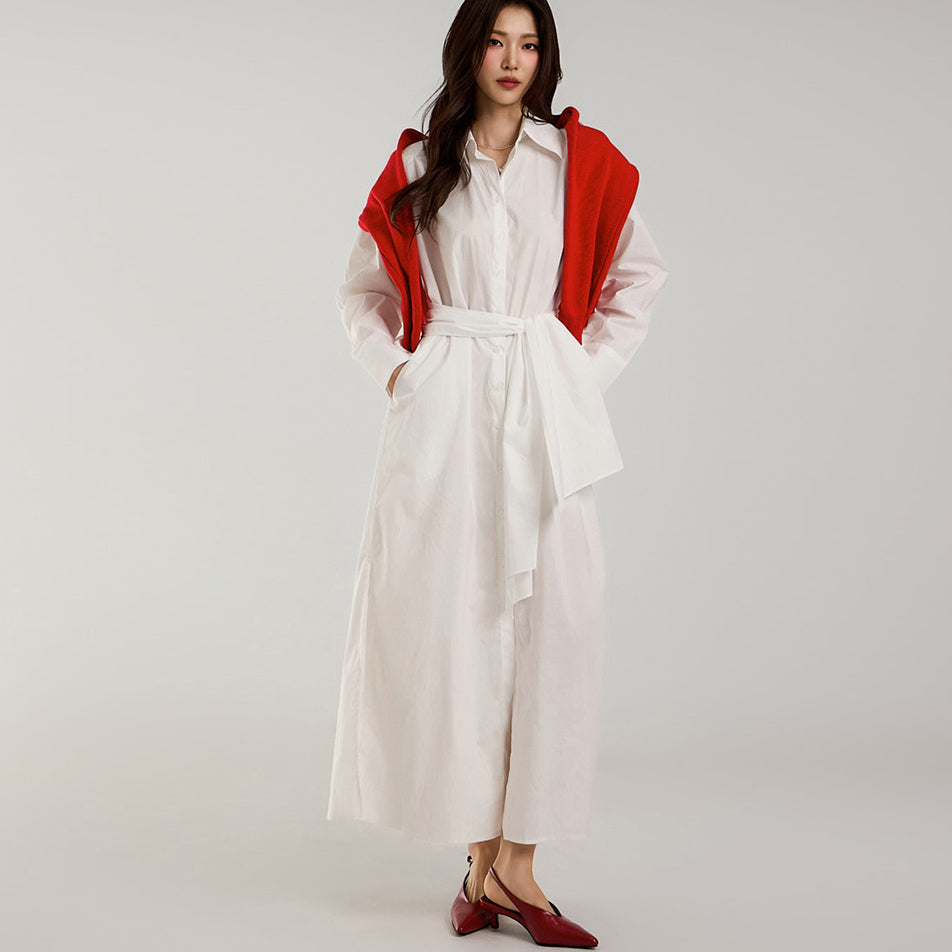 D5207 ストラップ付きシャツドレス