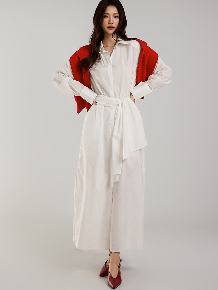 D5207 带肩带衬衫裙