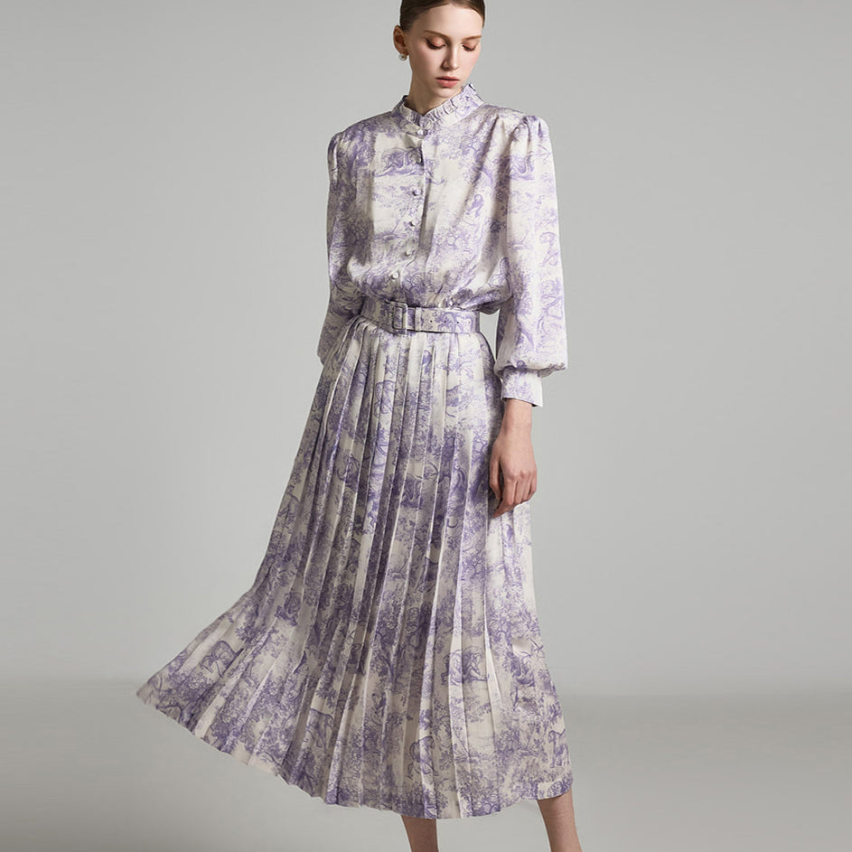 D5211 Pleats Dress with Belt