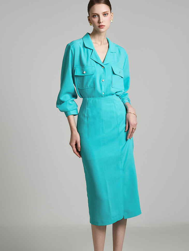 D5212 シャツ ツーピースセット