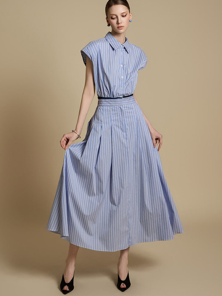 D5235 条纹衬衫裙