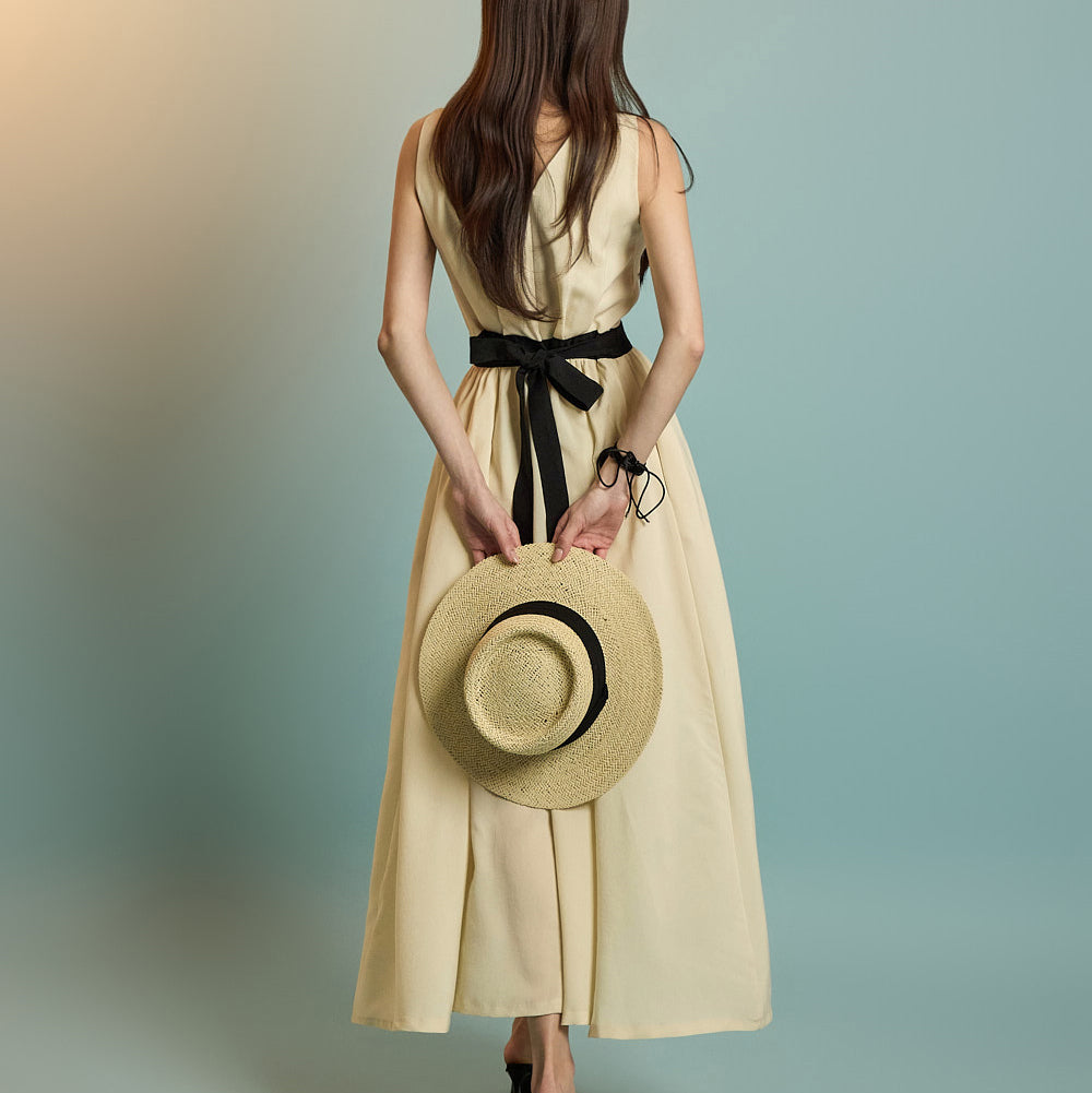 D5244 ノースリーブフレアドレス