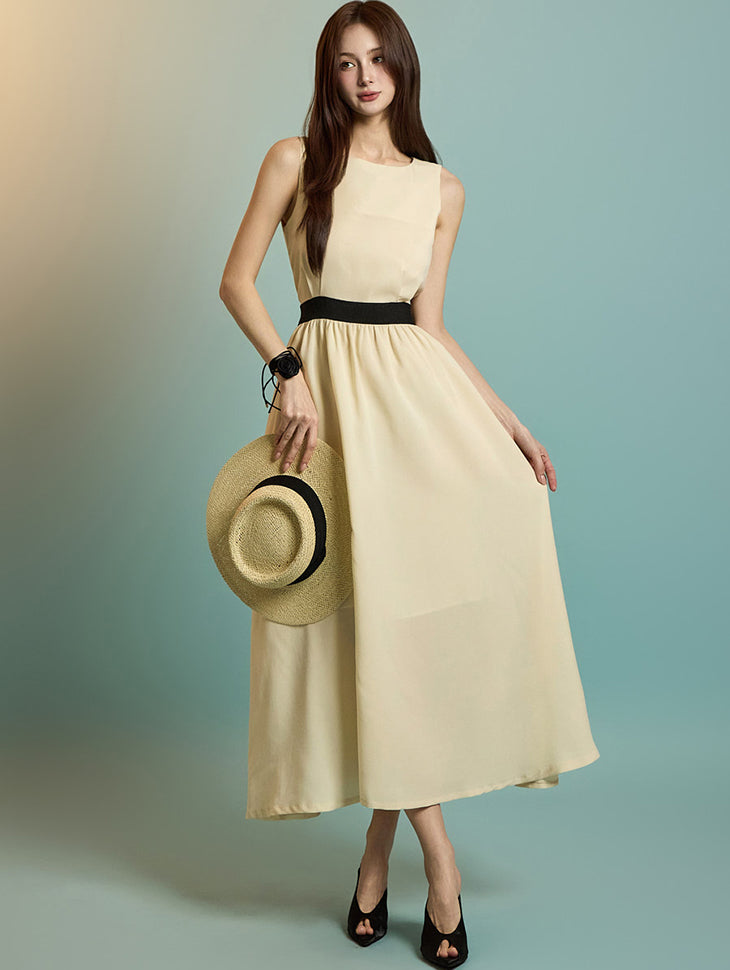 D5244 ノースリーブフレアドレス