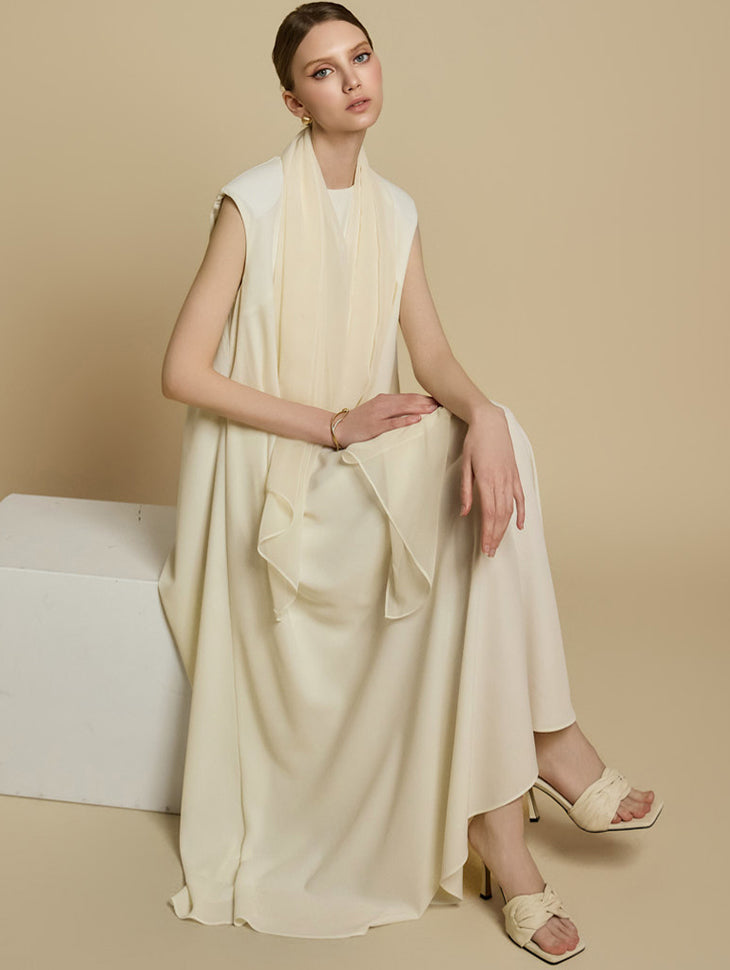 D5264 ショール付きノースリーブドレス