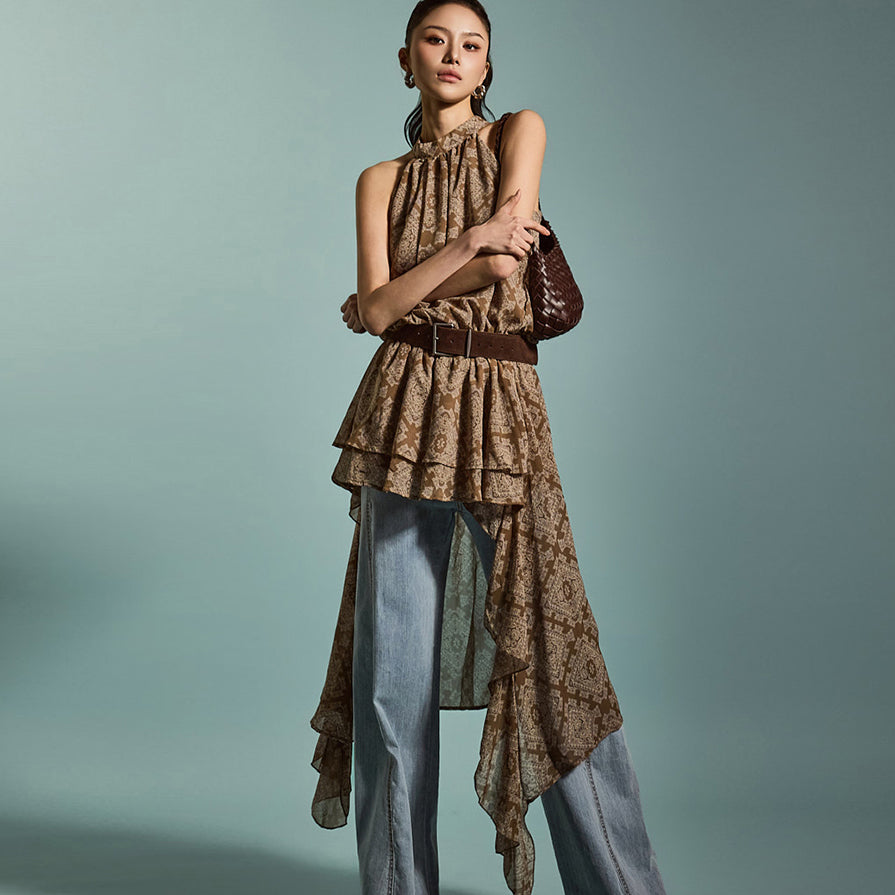 D5270 不对称连衣裙(配腰带)