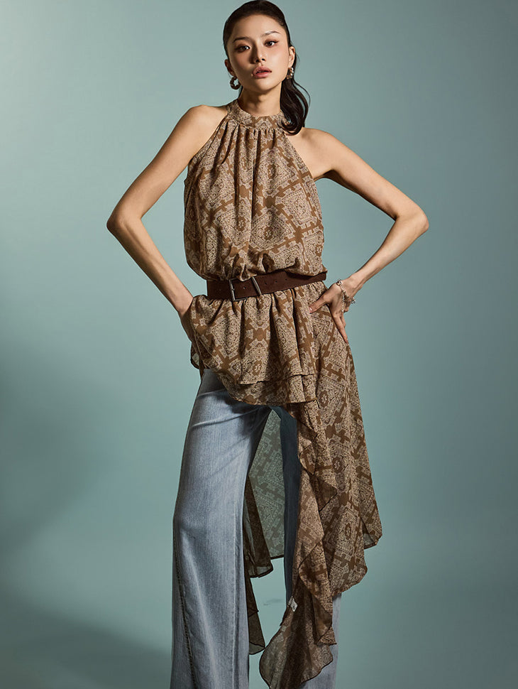 D5270 ベルト付きアシンメトリードレス