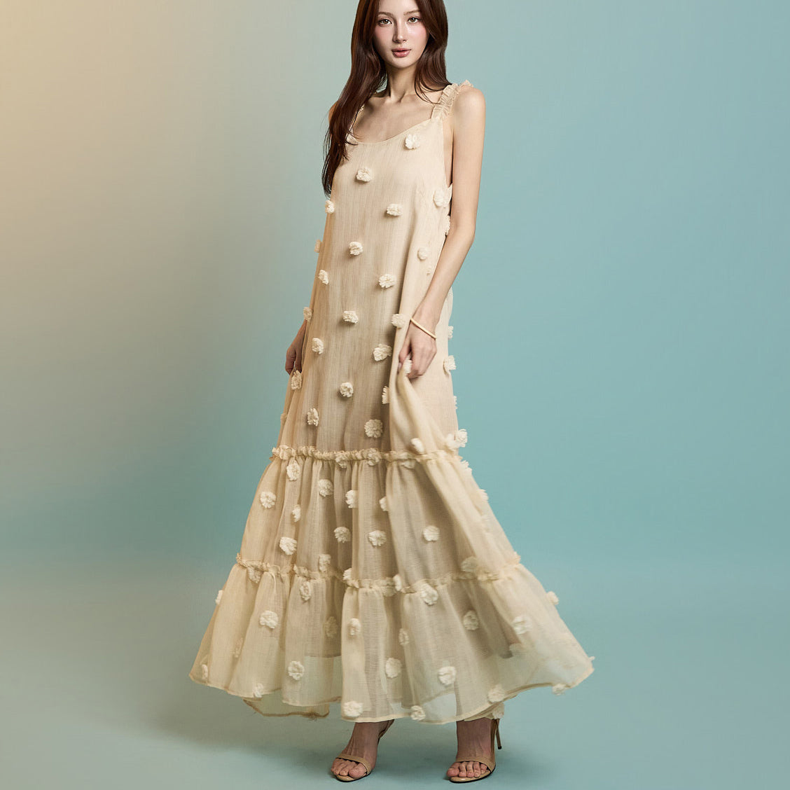 D5285 玫瑰雪纺连衣裙