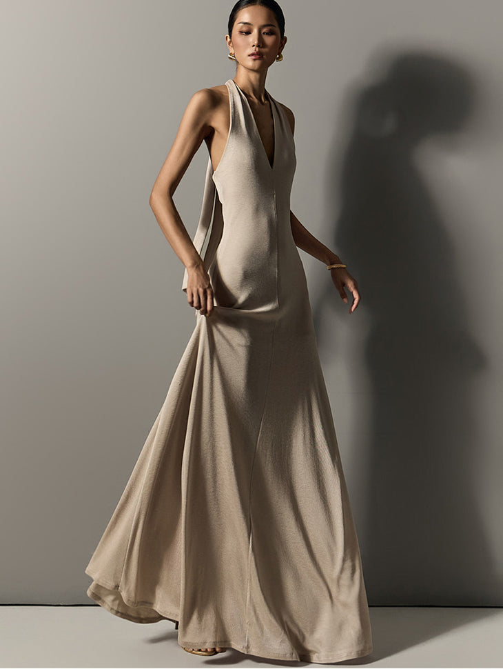 D5298 Halterneck Maxi Dress