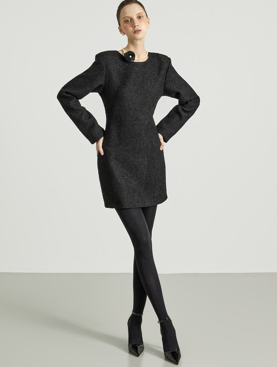 D5392 Wool Dress with Necklace Set