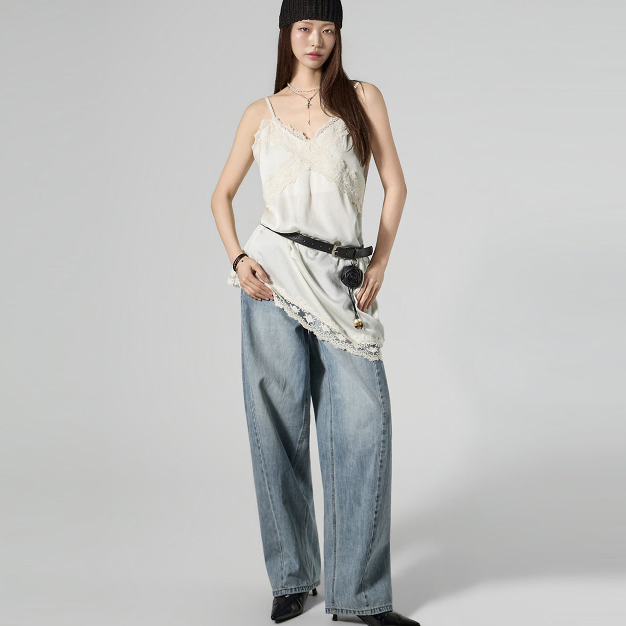 D5462 Lace Slip Dress