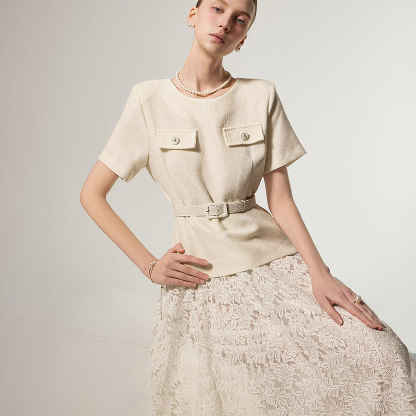 D5490 蕾丝连衣裙(带腰带)