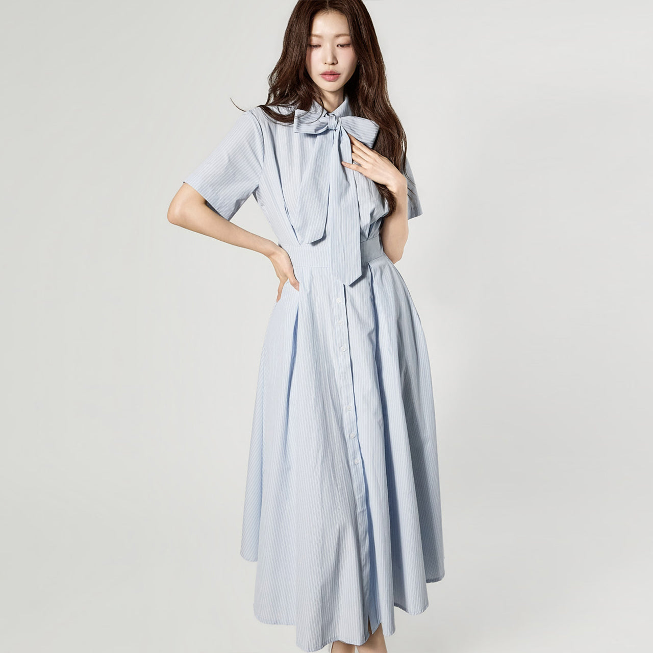 D5503 蝴蝶结系带连衣裙