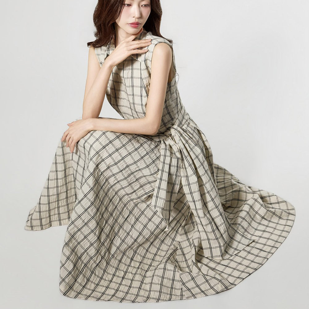 D5505 系带格纹连衣裙
