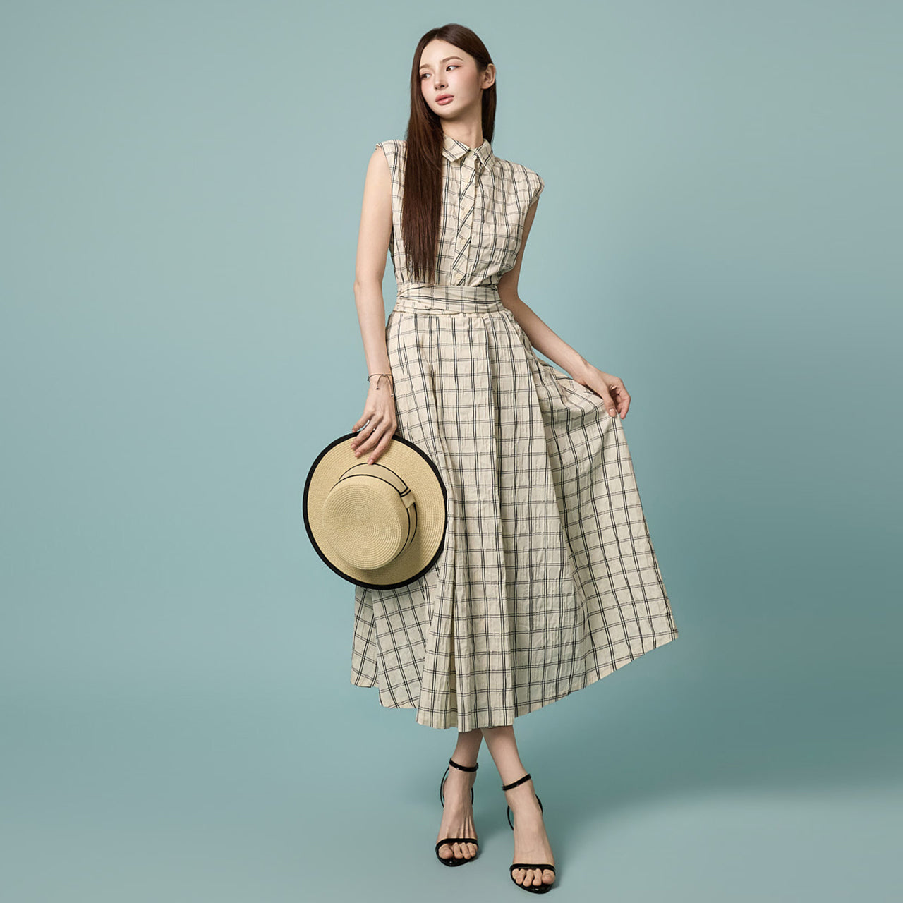 D5629 Strap Set Check Dress
