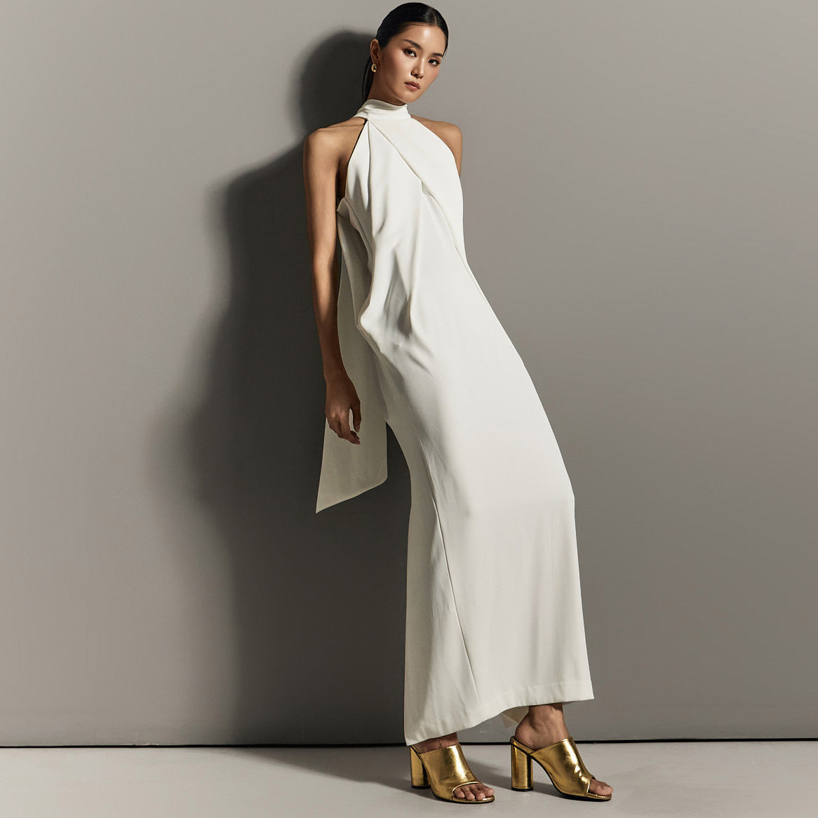 D9371 挂脖交叉连衣裙