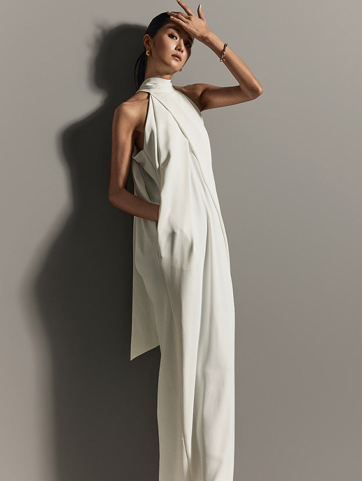 D9371 挂脖交叉连衣裙