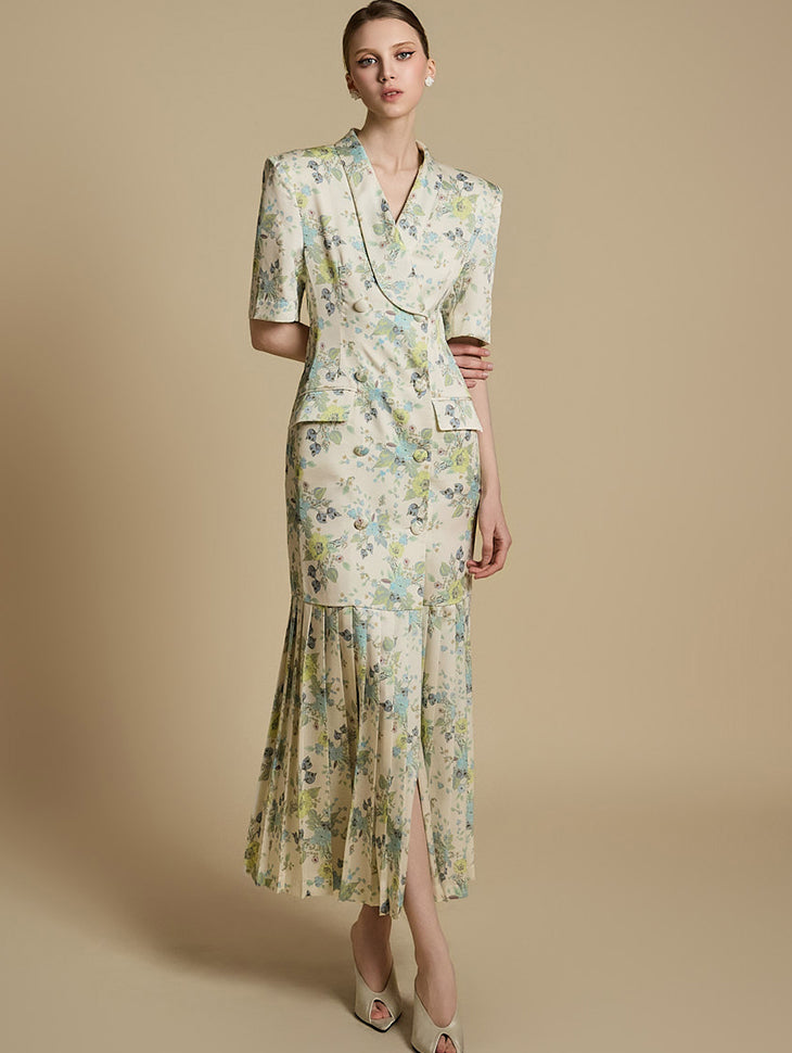 D9533 Flower Pleats Dress