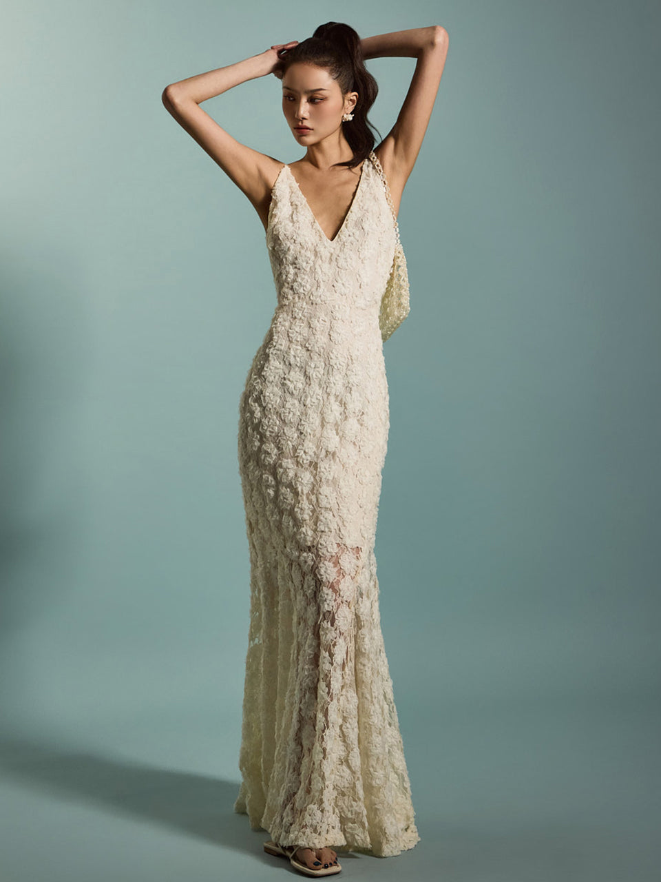 D9541 花卉蕾丝连衣裙