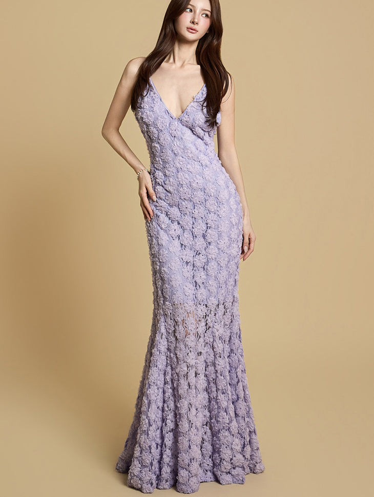 D9541 フローラルレースドレス