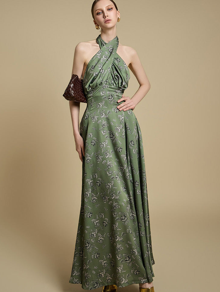 D9542 ホルターネックフラワードレス