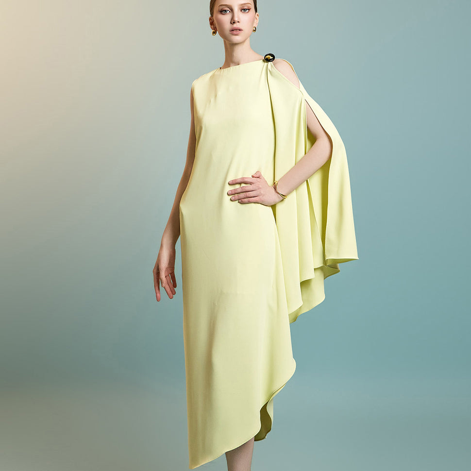 D9543 不对称袖连衣裙