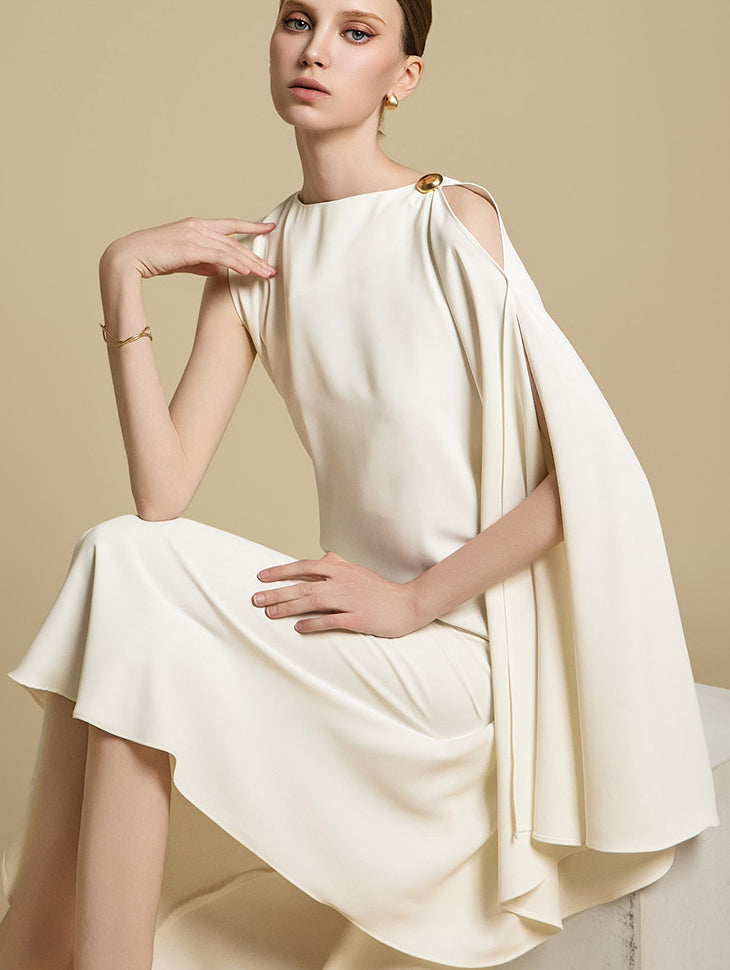 D9543 Asymmetric Sleeve Dress