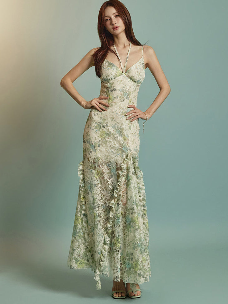 D9549 Floral Frill Dress