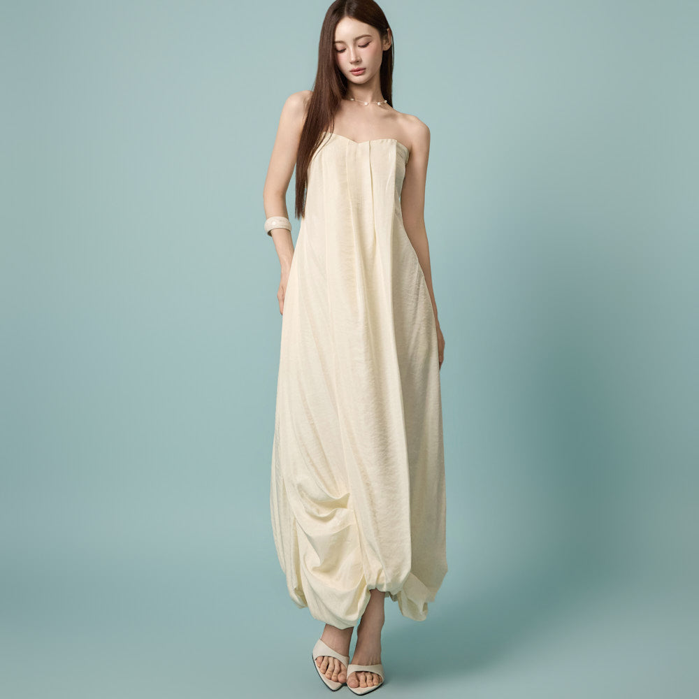 D9608 Tube Top Shirred Dress
