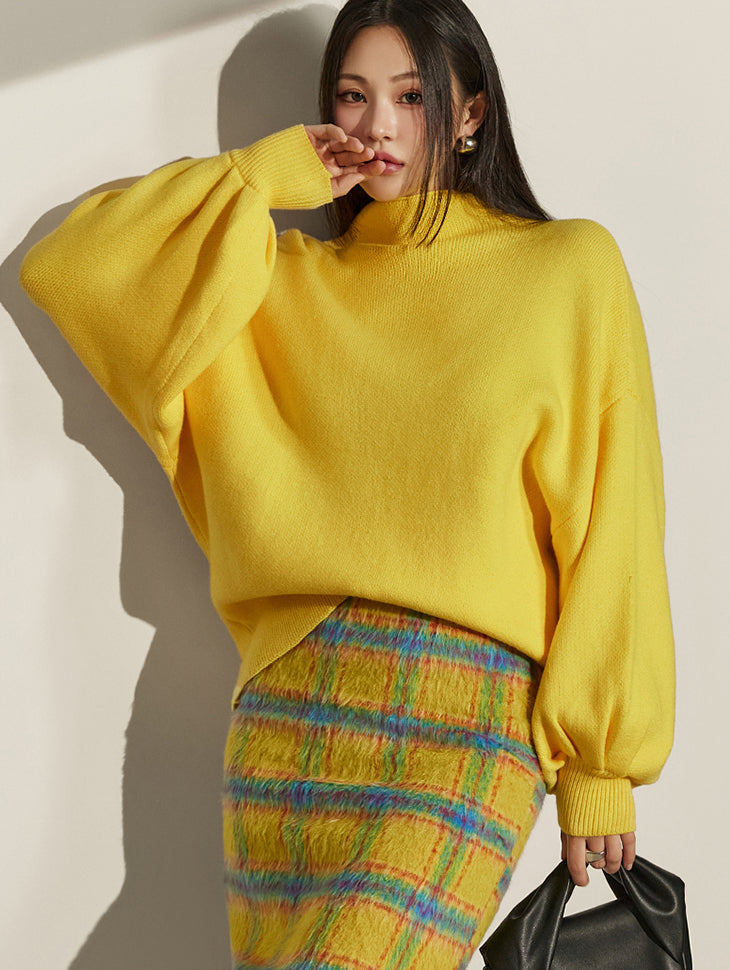 E1852 插肩泡泡袖针织衫