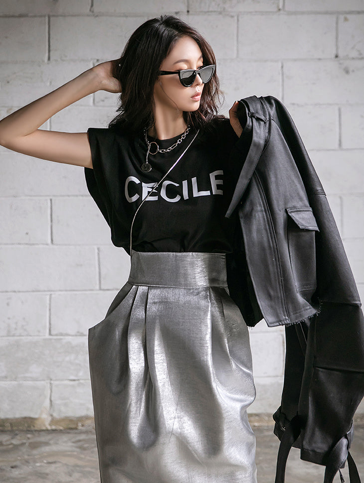 E2506 Printed Sleeveless T-Shirt