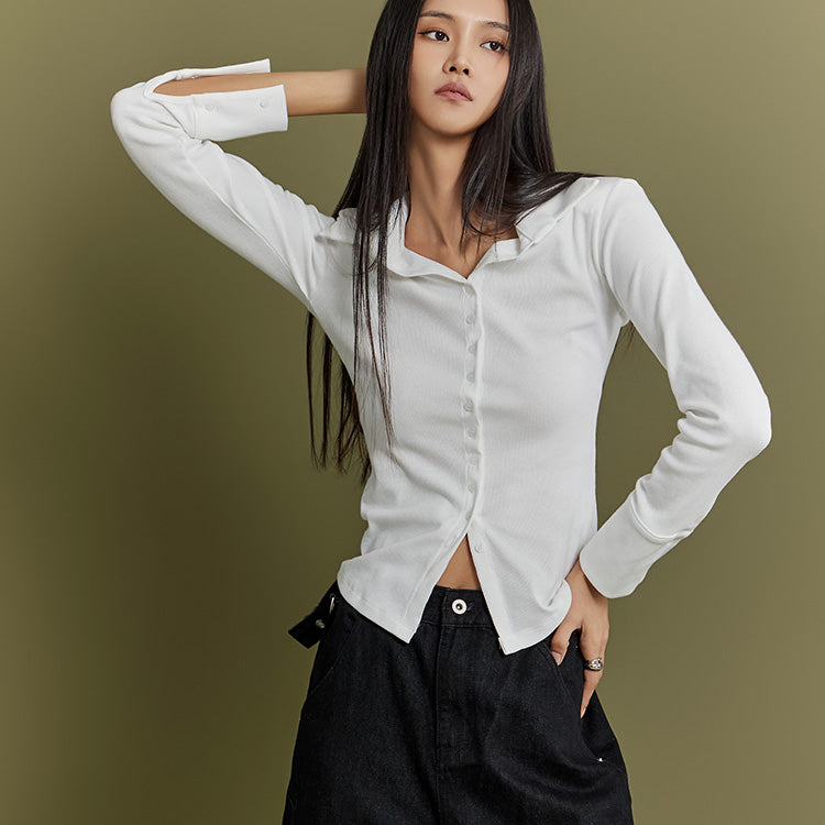 E3260 纽扣垫肩上衣