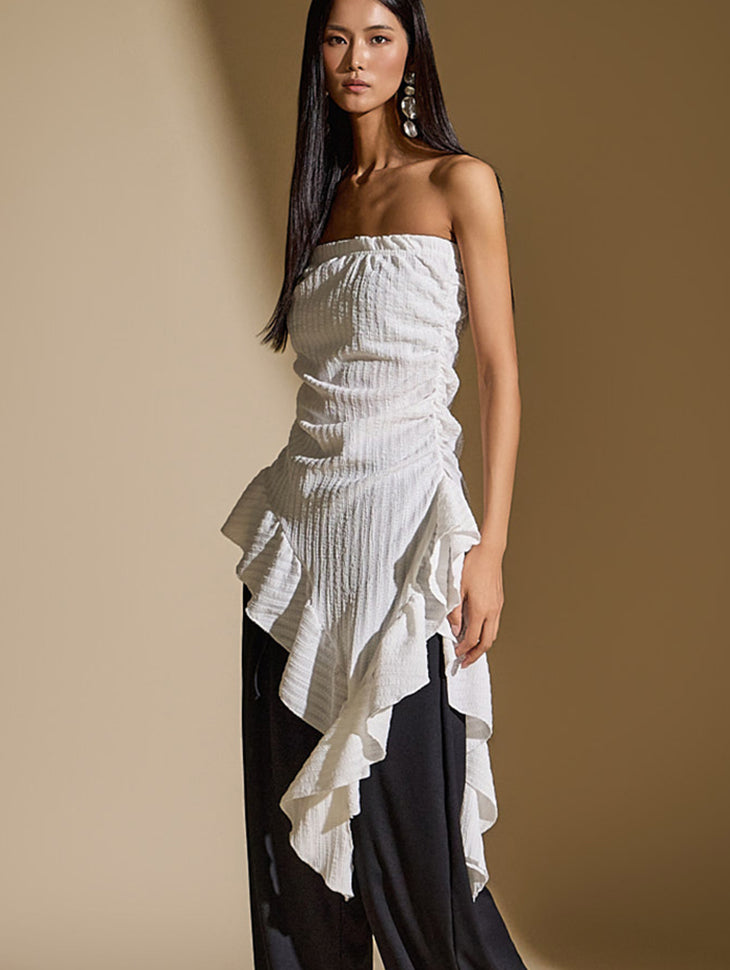 E3506 不对称荷叶边抹胸