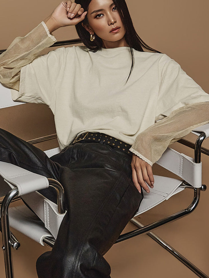 E3540 メッシュレイヤードトップ