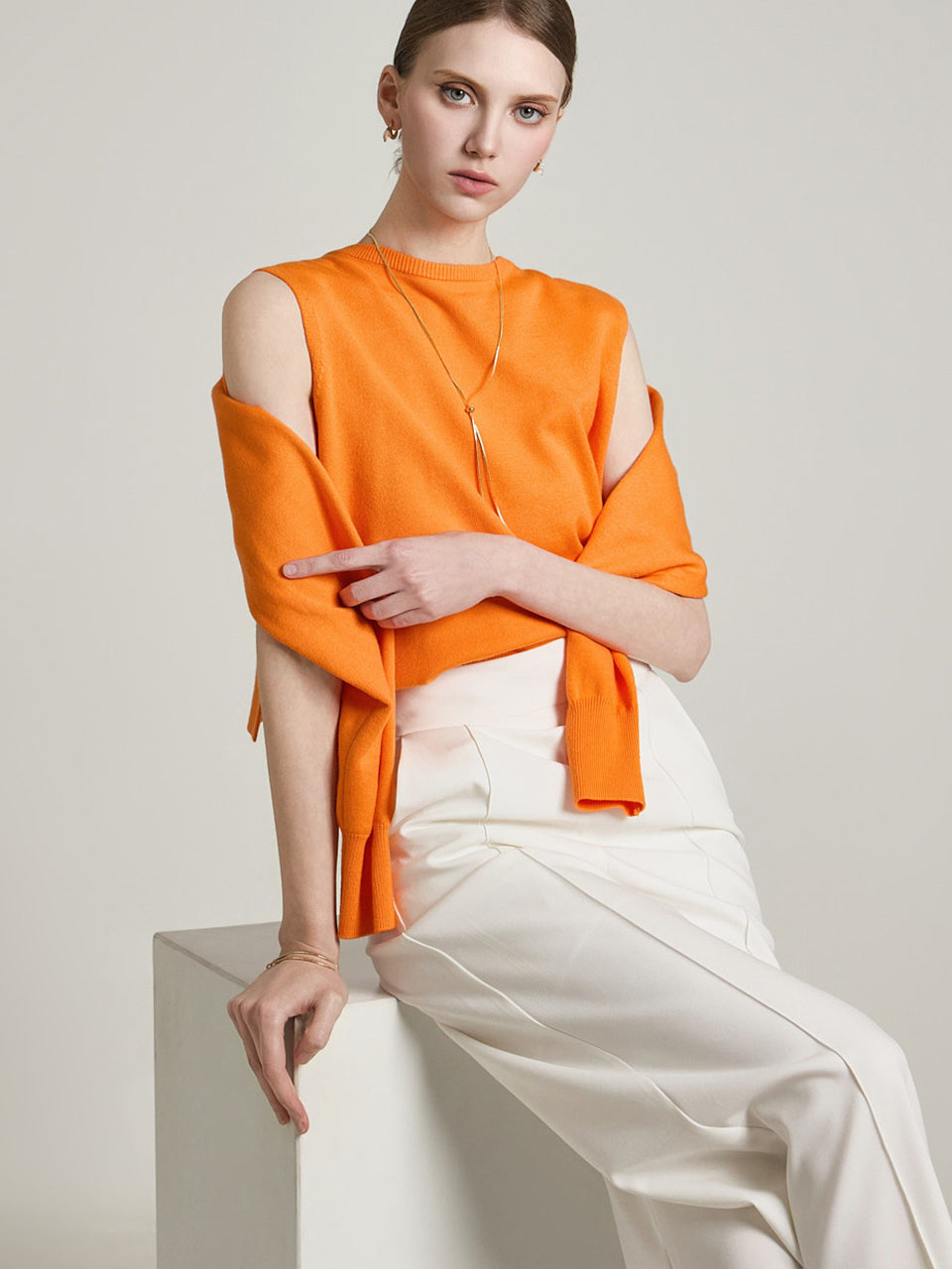 E3694 无袖针织披肩