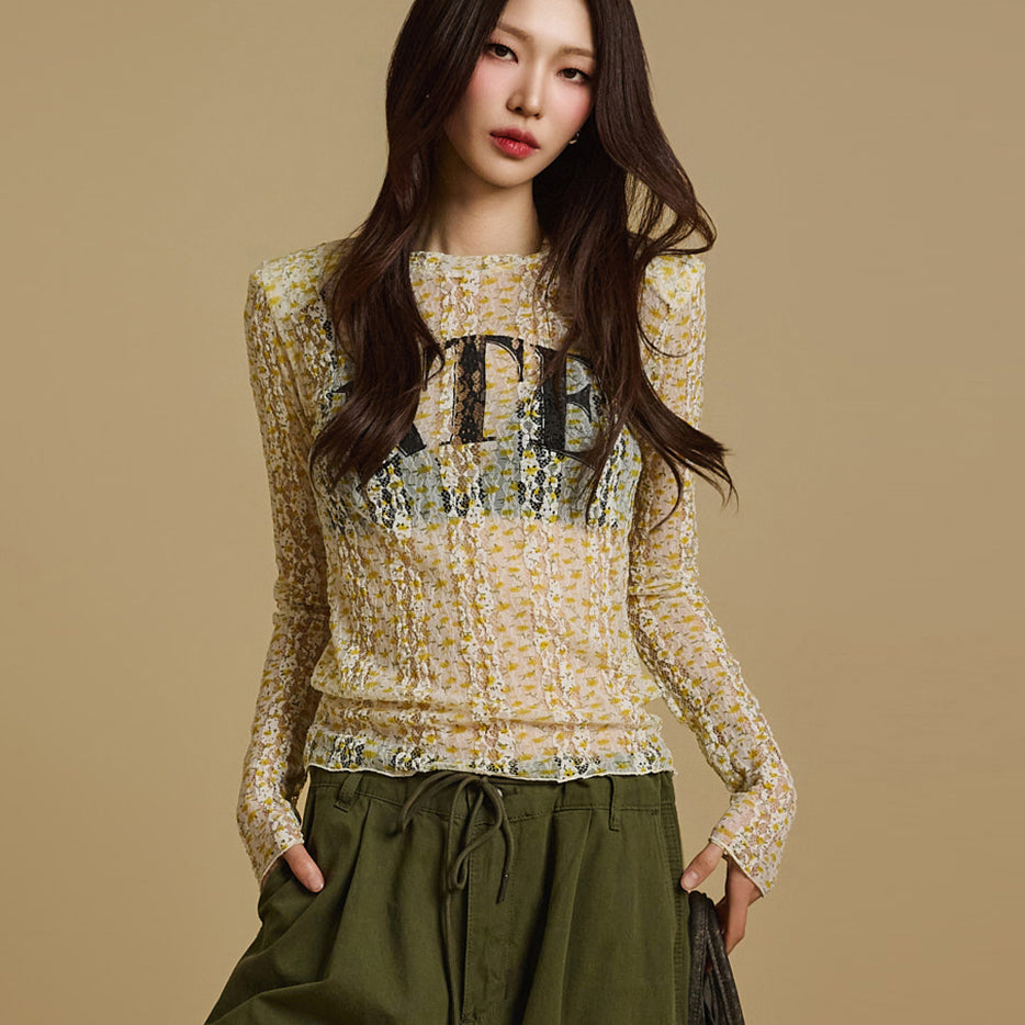 E3709 透视垫肩上衣